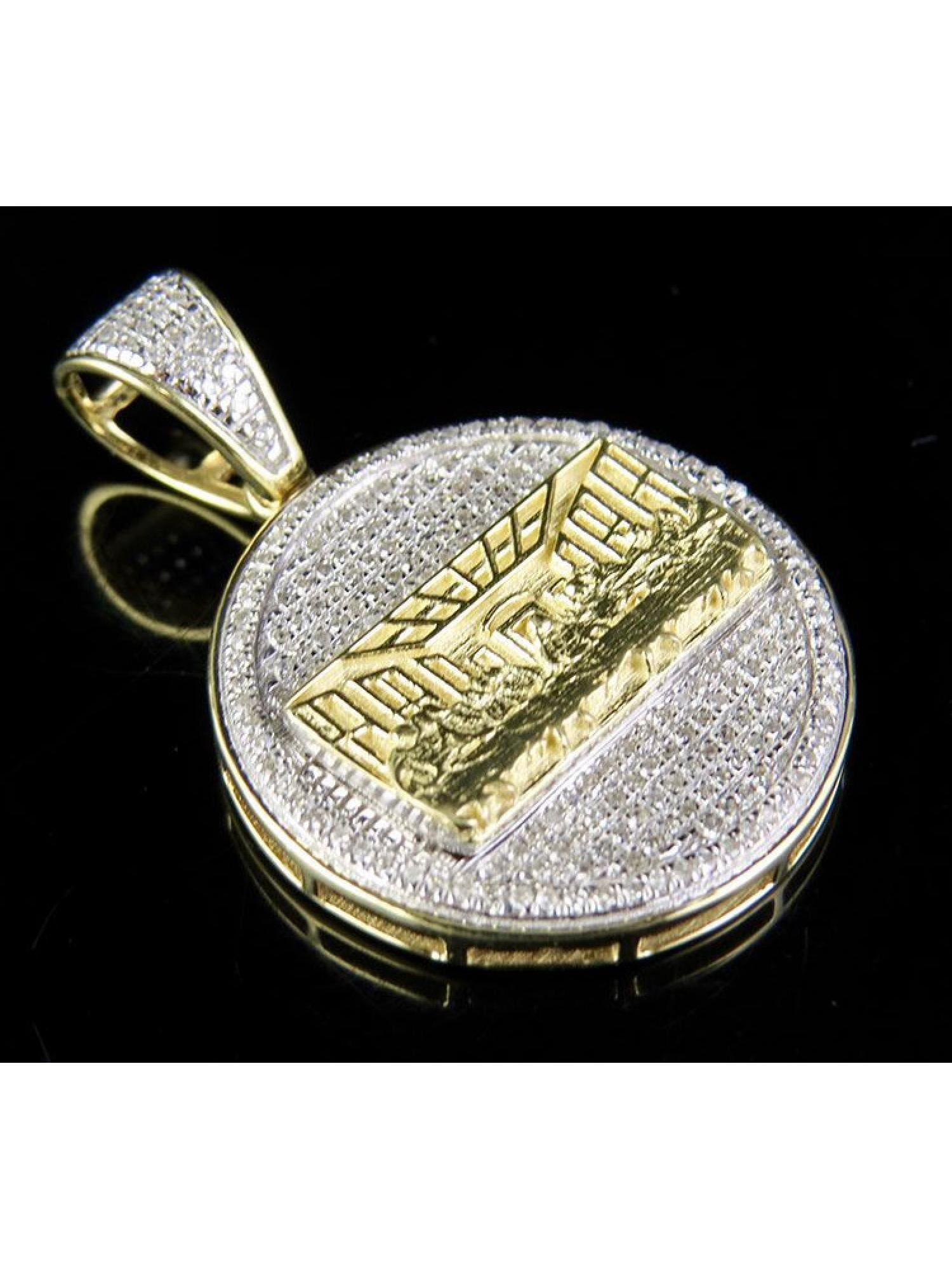 1 1/2" Last Supper Diamond Cut Medallion Two-Tone Pendant Real 10K Yellow Gold 
