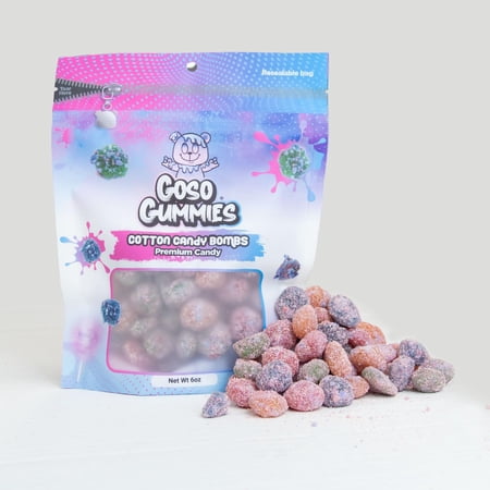 Goso Gummies Cotton Candy Gusher Bombs – 6oz Bag – Sweet Cotton Candy Juice-Filled Candy - Viral Premium Candy