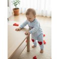 thumbnail image 4 of BemeyourBBs Newborn Baby Boy Girl Valentines Day Outfits Striped Plaid Romper Long Sleeve Crew Neck Heart Letters Embroidery Jumpsuit Cute Fall Winter Spring Clothes, 4 of 9
