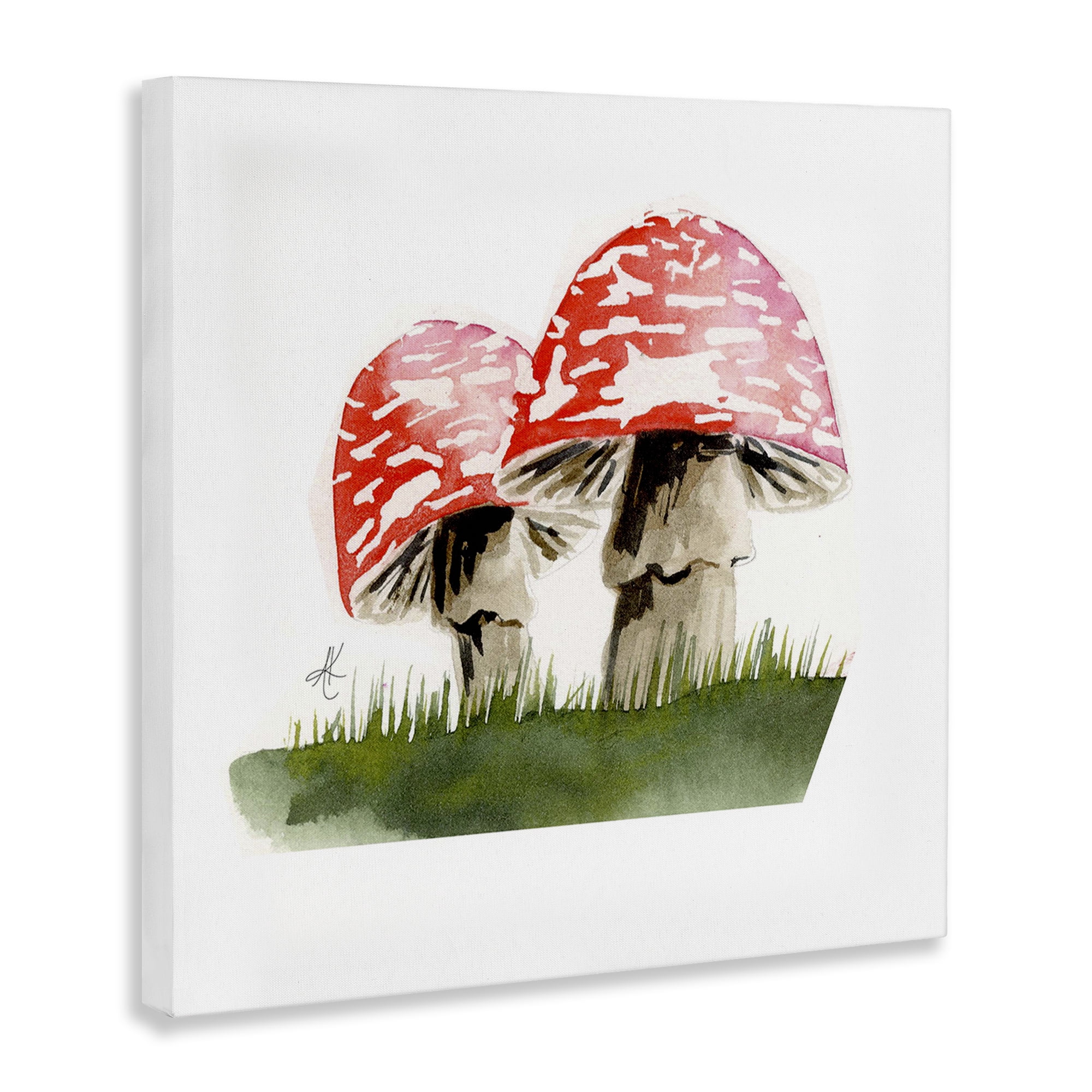 Stupell Industries Red Mushroom Pair Plants & Flowers Painting Wrapped Canvas Art Print Wall Art, 36 x 36