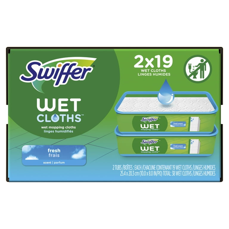 Swiffer Sweeper Trap + Lock Wet Mop Cloth, 8 x 10, White, Open Window Scent, 38/Pack