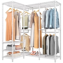 VIPEK L40 L Shaped Garment Rack Clothes Rack for Hanging Clothes, 53.75" L x 38" W x 75.6" H, White
