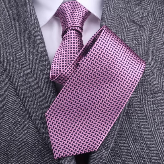 Yongchuantie 3.15-inch Men's High-quality 100% Silk Tie With Purple Checkered Pattern for Formal Business Banquet 8CM Wide Cravat