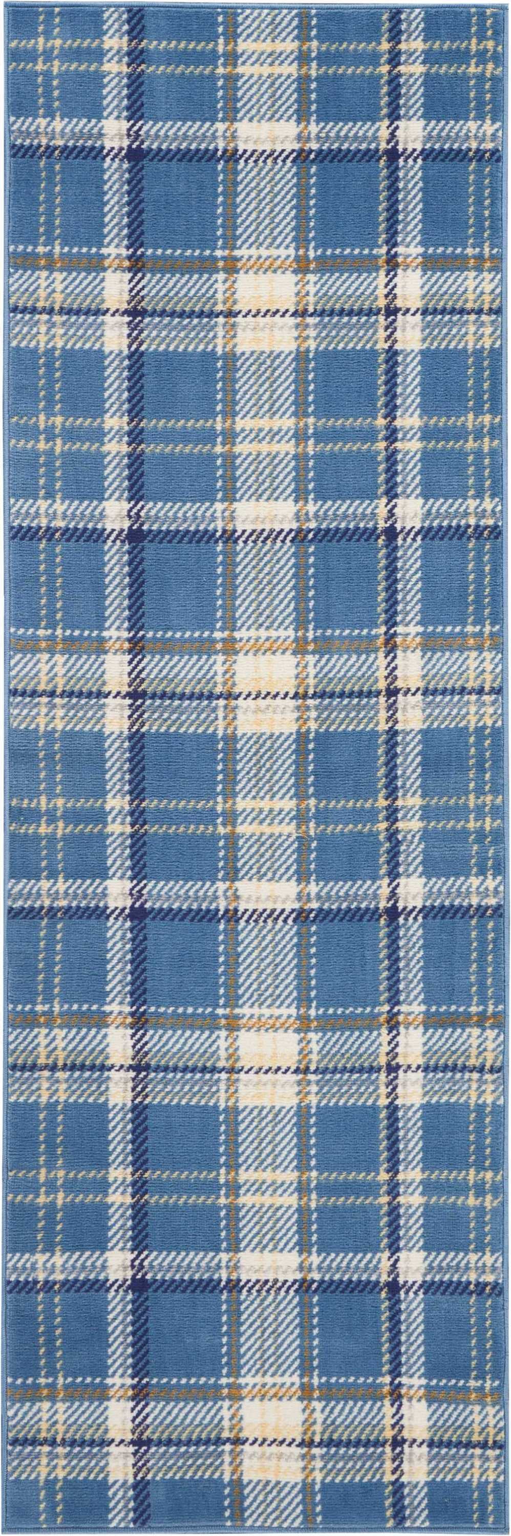 Blue Farmhouse Plaid Area Rug by Pinewood Grove