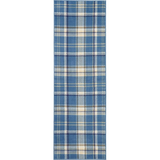 Blue Farmhouse Plaid Area Rug by Pinewood Grove