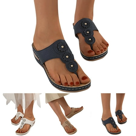 

Cathalem Clear Flat Sandals for Women Women Sandals Summer Casual Versatile Flowers Comfortable Womens Sandals Slides Size 8 Brown 8