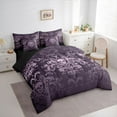 thumbnail image 3 of jejeloiu Gothic Damask Floral 7-Piece Twin Bedding Sets,Gothic Skull Bedding Comforter Set,Purple Bohemian Exotic Flowers Sheet Sets For Adult,Ultra Soft Home Decor Reversible, 3 of 8