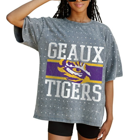 Women's Gameday Couture Gray LSU Tigers On the Ball Oversized T-Shirt