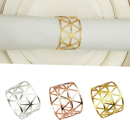 

jiaroswwei 6Pcs Napkin Ring Stylish Easy to Clean Metal Sparkling Hollow Structure Napkin Buckle for Home