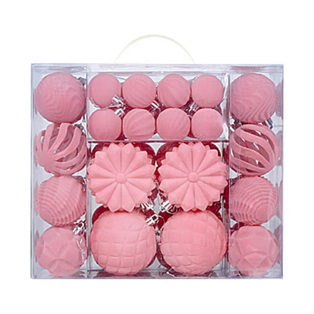 48 piezas de adornos navideños colgantes, regalo considerado, adornos para fiestas, decoración para de Navidad para vacaciones Rosa