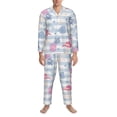 thumbnail image 3 of Yiaed Flamingo and Pineapple Print Men’s Pajamas Set - Long Sleeve Button Down Sleep Shirt and Pajama Bottoms Sleepwear Set Mens Pjs Sets Men's Pajama Bottoms-Medium, 3 of 7