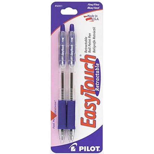 PILOT EasyTouch Bolígrafos retráctiles, punta media, tinta azul, paquete de 2 (32261)