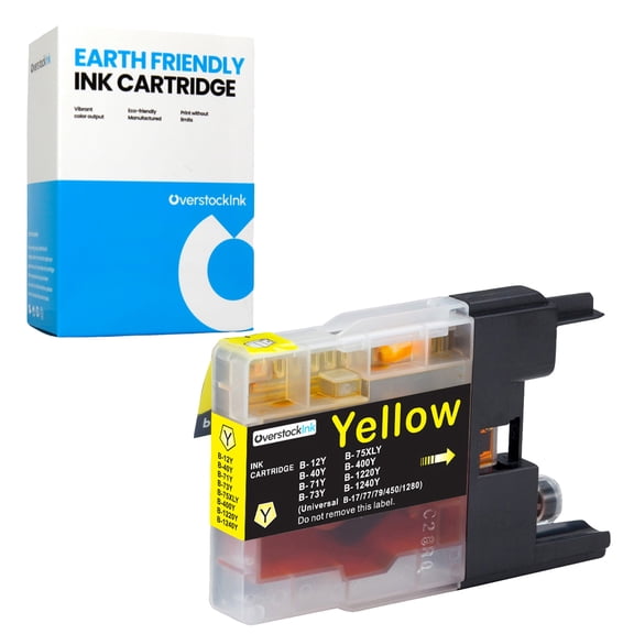 OverstockInk LC75 Yellow Ink Cartridge Compatible for Brother LC75 Ink Cartridge for DCP J525W J725DW J925DW MFC J280W J425W J430W J435W J5910DW J625DW J625W J6510DW J6910DW J825DW J835DW (1 Yellow)