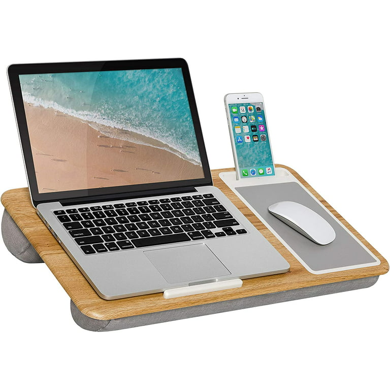 Lapgear Home Office Lap Desk Device Ledge Mouse Pad Phone Holder Oak Woodgrain