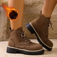 thumbnail image 2 of Womens Combat Boots Faux Suede Lace Up Chunky Platform Lightweight Non Slip Work Hiking Booties, 2 of 7