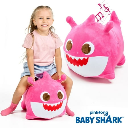 Baby Shark Mommy Shark Hopper Plush Toy - Inflatable Ride On Bounce Animal Gift for Toddlers Ages 2-4