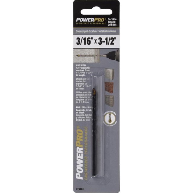 Broca Hillman de 3/16 pulgadas x 8,9 cm con punta de carburo