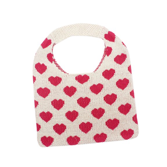 Yunhgft Portable Women Knitted Handbag Tote Party Shopping Hollow Heart Red