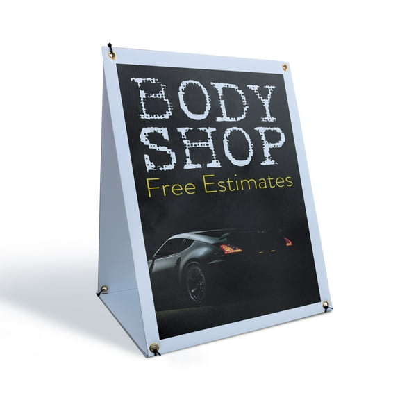 Body Shop Free Estimates Sidewalk Sign 18 Inch x 24 Inch A-Frame Images On Both Sides | Collision Repairs, Affordable Pricing, Vehicle Restoration | Made in USA