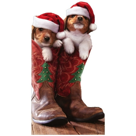 Cowboy Christmas Photo Cards Avanti Press Christmas Puppies in Cowboy Boots Little Big Funny Dog Christmas Card ()