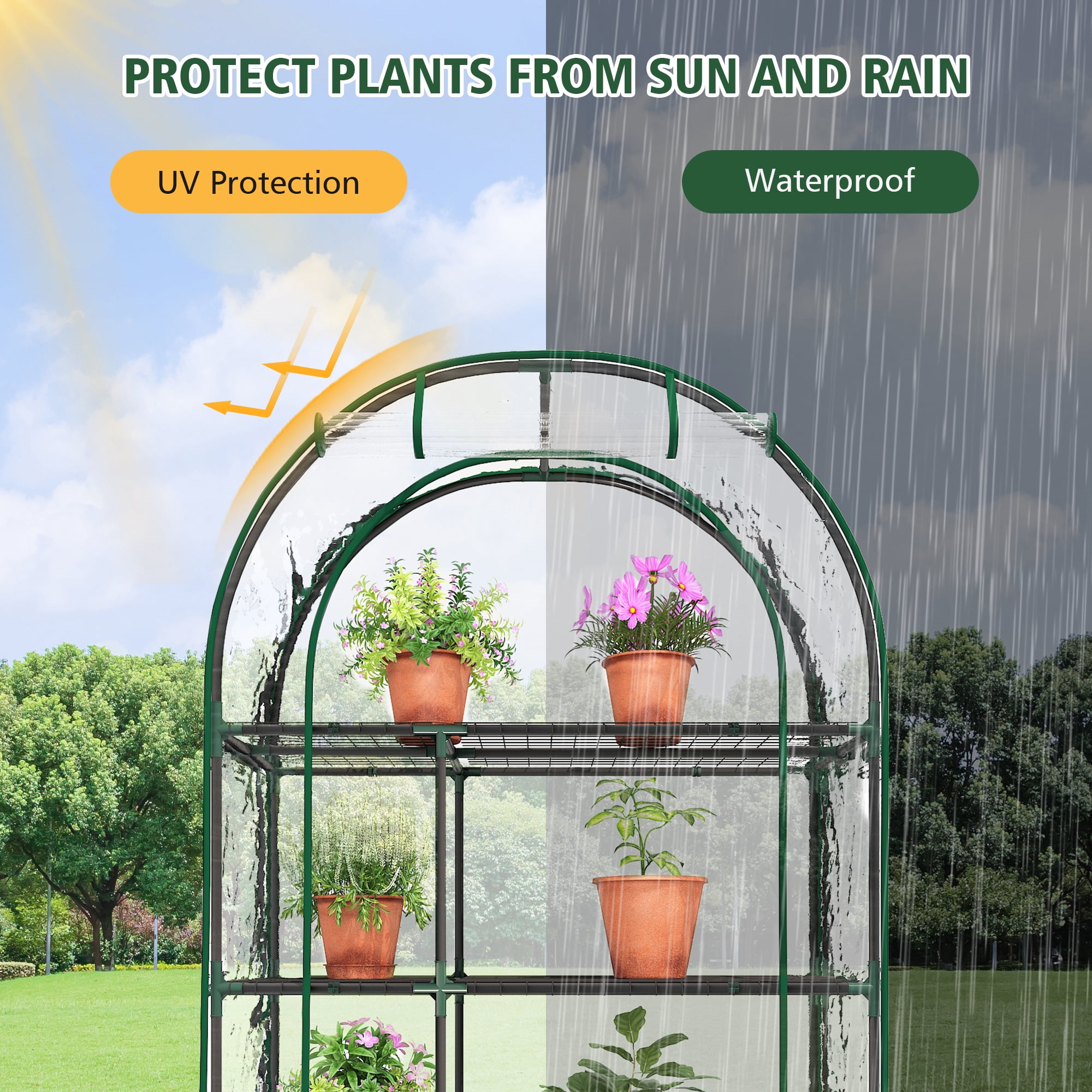 GAZEBETER Small Greenhouse 4-Tier,40 x 18 x 63'' Mini Greenhouse for Indoor Outdoor,Portable Plastic Plant Green House Mini with Roll-up Zipper Door,Clear