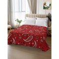 thumbnail image 3 of King Flat Sheet Only Red Paisley Pattern Soft Microfiber Cooling Bedding Sheets White Seamless Floral Art Flat Bed Sheet for Hotel,Home Decor, 3 of 9