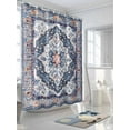 thumbnail image 3 of Fsddascl Blue Boho Shower Curtain Set - Small 36" x 72" Washable Bathtub Curtain with 12 Hooks, Ethnic Geometric Middle Century Art Waterproof Fabric Stall Shower Curtains for Bathroom/Bathtub, 3 of 6