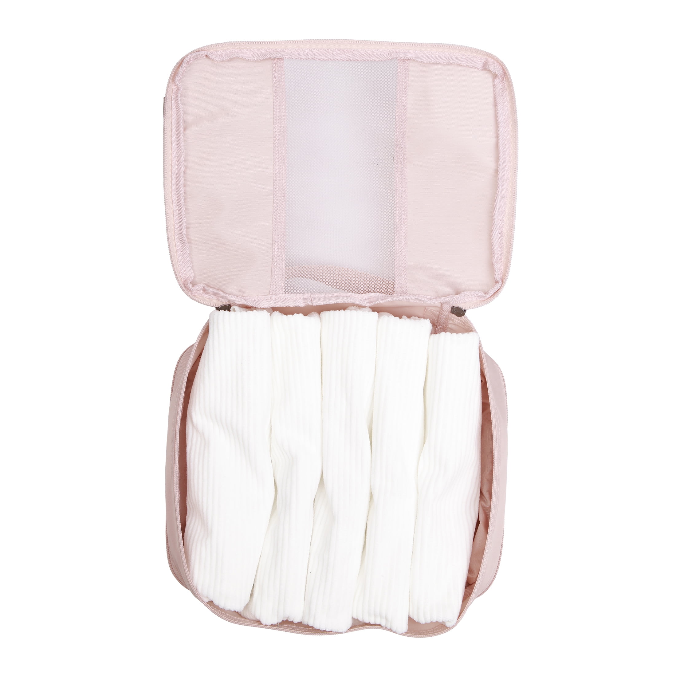 btL Brand 4 Piece Nylon Mesh Front Zippered Expandable Compression Packing Cubes, Rose Smoke