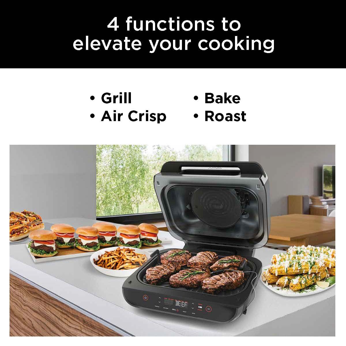 Ninja Foodi Smart XL 4-in-1 Indoor Grill with 4-Quart Air Fryer, Roast,  Bake, and Smart Cook System, FG550 
