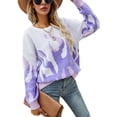 thumbnail image 2 of Qiylii Printed Knit Sweater, Color Block Long Sleeve Round Neck Pullover, 2 of 9