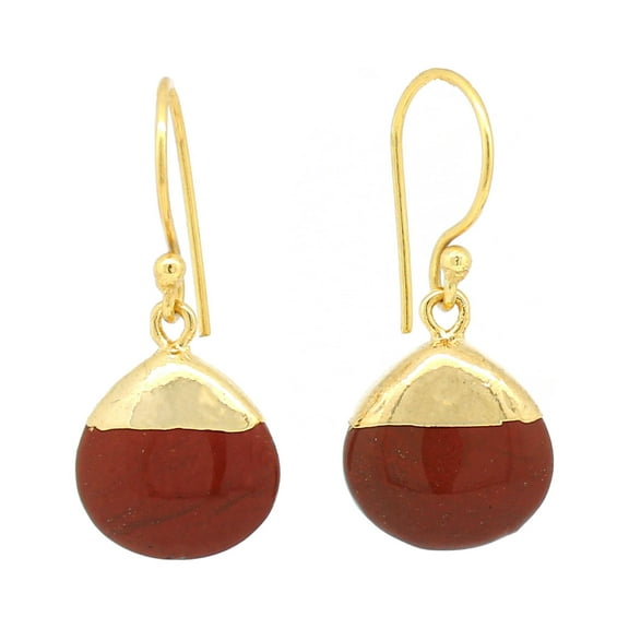 Gempires Red Jasper Pear Shaped Earrings, 14K Gold Plated Hooks, Women Fashion Earrings