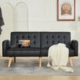 thumbnail image 2 of TYBOATLE Faux Leather Convertible 65'' Folding Futon Sofa Bed w/ 2 USB, Loveseat for Small Space, Apartment, Dorm, Living Room, Office, Black, 2 of 10