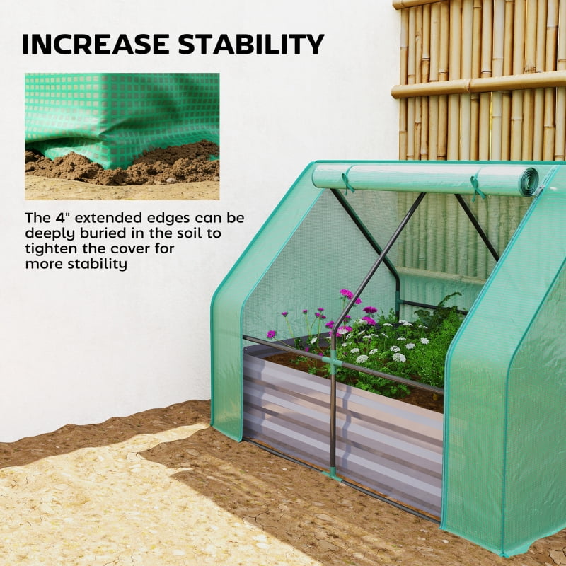 Alvantor Green and Dark Gray 50' L x 37' W x 36' H 2-in-1 Raised Planter with Greenhouse Cover