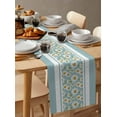 thumbnail image 2 of Table Runner Dresser Scarf 16 x 72 Inch Country Daisy Blue White Stripes Floral Watercolor Texture Table Runners Non-Slip Heat Kitchen Dining Table Decor for Indoor Outdoor Home Party Decoration, 2 of 7