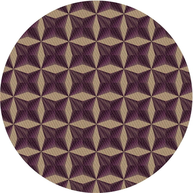 Ahgly Company Tapis d'Intérieur Rond Lavable en Machine Transitionnel Brun Amande Foncé, 8 Pieds Rond