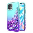 thumbnail image 3 of For Apple iPhone 13 (6.1") Gradient Quicksand Glitter Flowing Liquid Floating Bling Diamond TPU Rubber Hybrid Phone Case Cover by Xpression [Teal / Purple], 3 of 11