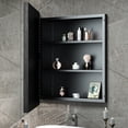 thumbnail image 3 of TokeShimi Bathroom Metal Framed Medicine Cabinets with Mirror, 30 x 26 inch Black Wall Cabinets, Rectangle Recessed/Wall Mounted Storage Cabinets, 3 of 9