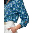thumbnail image 4 of DYMADE Women Roll Tab Sleeve Printed Long Sleeve Blouse Tunic Top, 4 of 4