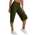thumbnail image 6 of Nestiefly Womens Capri Pants with Pockets Straight Leg Yoga Capris Leggings Mid-Calf Capris Workout Summer Green 2XL, 6 of 7