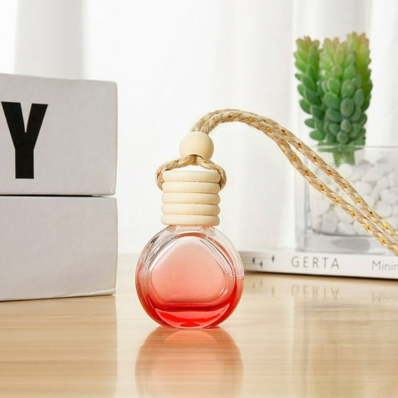 8 pc Empty Glass Perfume Bottle Pendants with Wood Cap Aromatherapy Fragrance Essential Oil Diffuser Bottle Car Hanging Decor Red 5x3.5cm Capacity: 10ml(0.34fl. oz) Glass