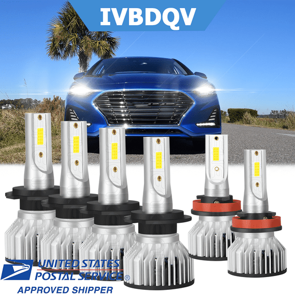 H7 High & Low Beam+H11 Fog Light for Hyundai Sonata 2011-2014 LED Headlight Bulbs 6pcs