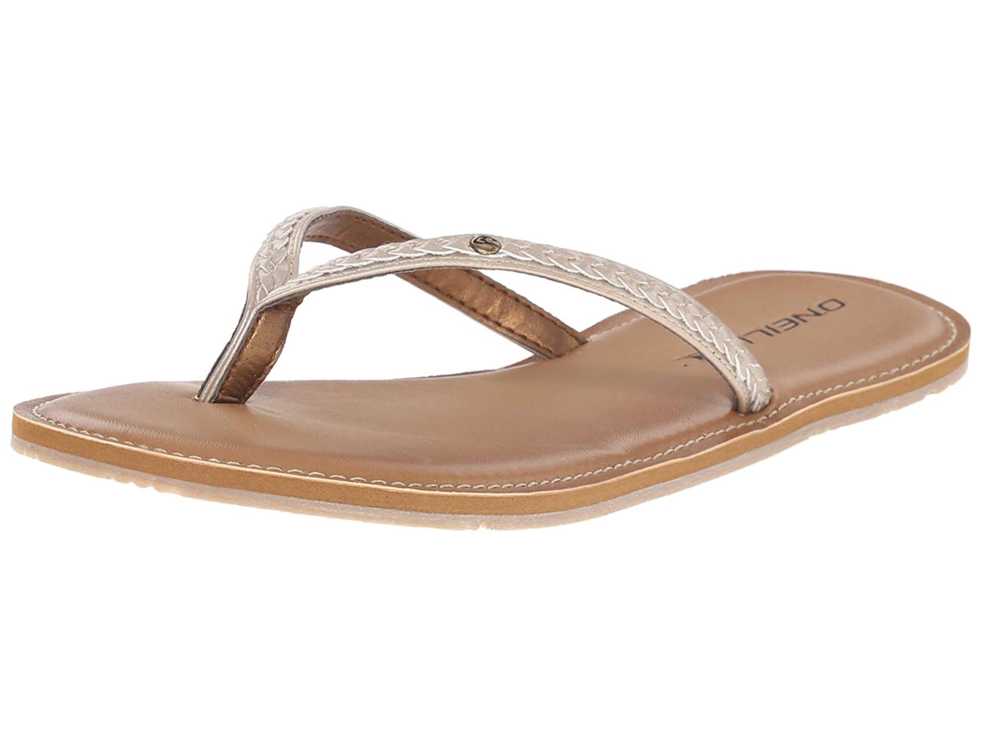 O'Neill Women's Shine On Flip Flop – Sparkle Fabric, Faux Leather Footbed, Embossed Art