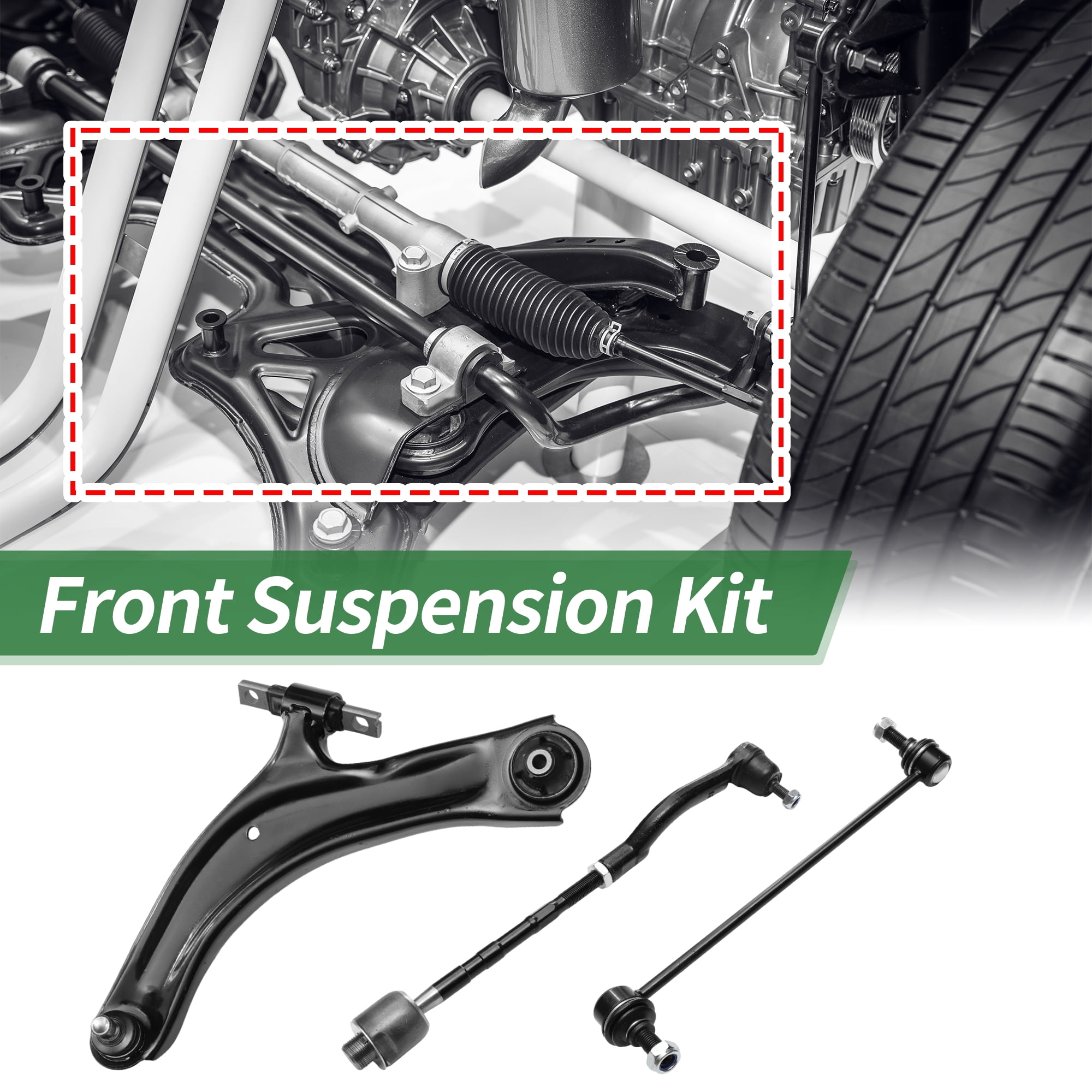 Unique Bargains 12pcs Front Suspension Kit Lower Control Arm Inner Outer Tie Rod End Front Rear Sway Bar Link for Nissan Rogue 2008-2013