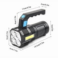 thumbnail image 3 of (Huayusheng)--LED Flashlight USB Rechargeable Torch COB Spotlight Camping Light High Lumens Emergency Lamp 4 Modes Waterproof Work Light**--（ ;['[）, 3 of 5