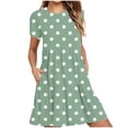 thumbnail image 1 of Weiqiqre Robes pour Femmes Été Décontractées à Manches Courtes Col Ras du Cou Robes T-Shirt Amples Évasées Mini avec Poches, 1 of 5