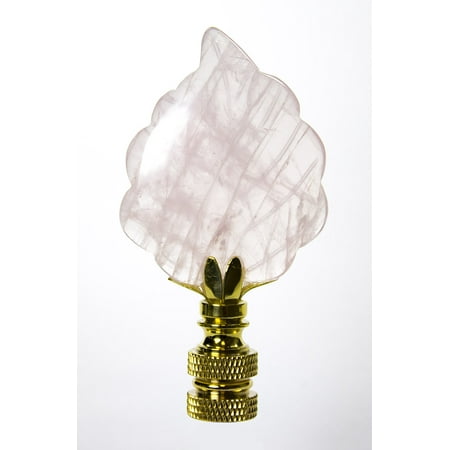- Rose Quartz Leaf Lamp Finial with Polished Brass Base 3