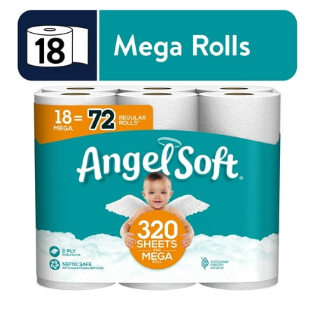 (4 pack) Angel Soft Toilet Paper 18 Mega Rolls Soft and Strong Toilet Tissue