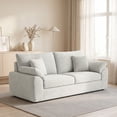 thumbnail image 4 of EOP 89.76" Wide Cloud Compression Sofa, Full Sponge Loveseat with Deep Seat, Upholstered Couch with 4 Pillows, No Assembly Required for Small Living Spaces, Beige, 4 of 10