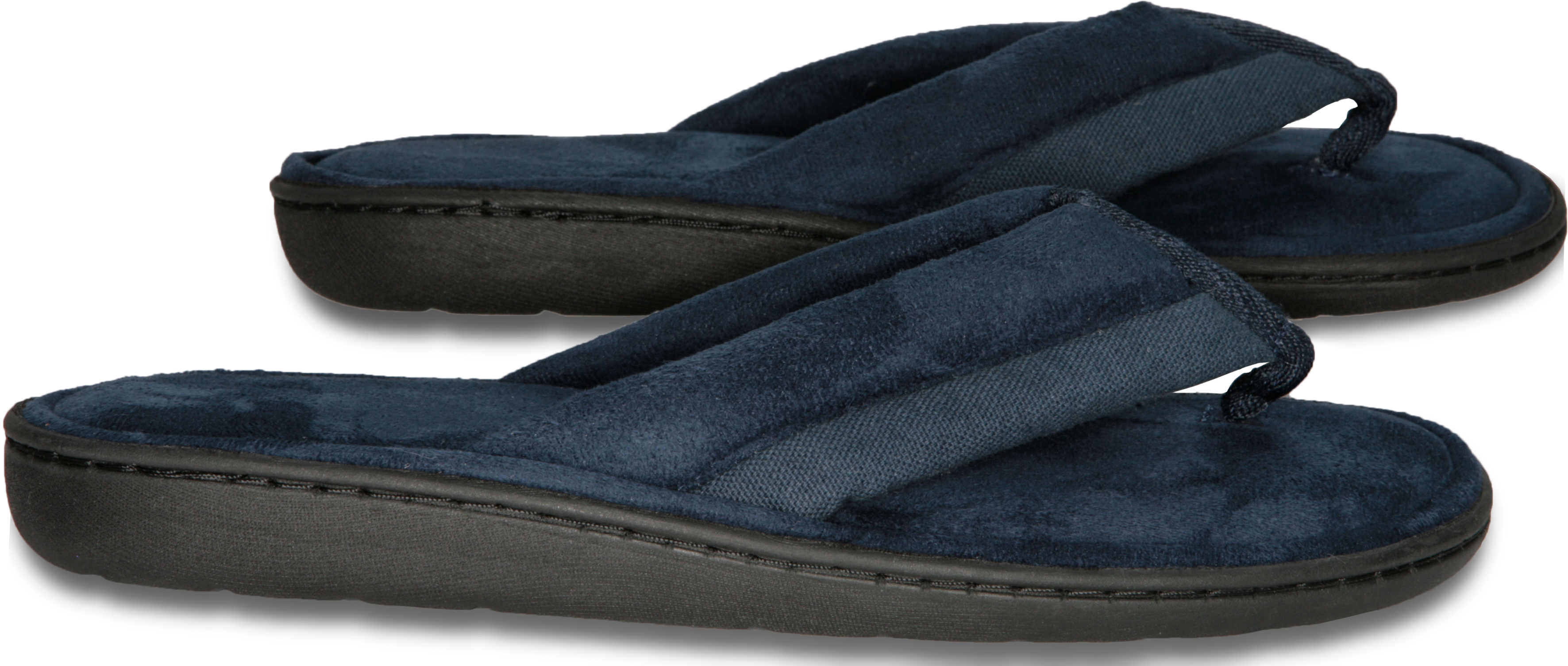 Deluxe Comfort Mens Memory Foam Slipper, Size 11-12 - Soft Linen 120D SBR Insole & Rubber Outsole - Pure Suede Shoes - Non Marking Sole - Mens Slippers, Blue - image 2 of 4