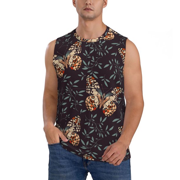 Balery Butterfly1 Camisetas sin mangas para hombre, absorbe la humedad y protege contra el mal olor.-Medium